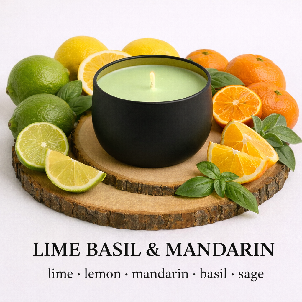 Lime, Basil & Mandarin - 6oz Luxury Soy Wax Candle