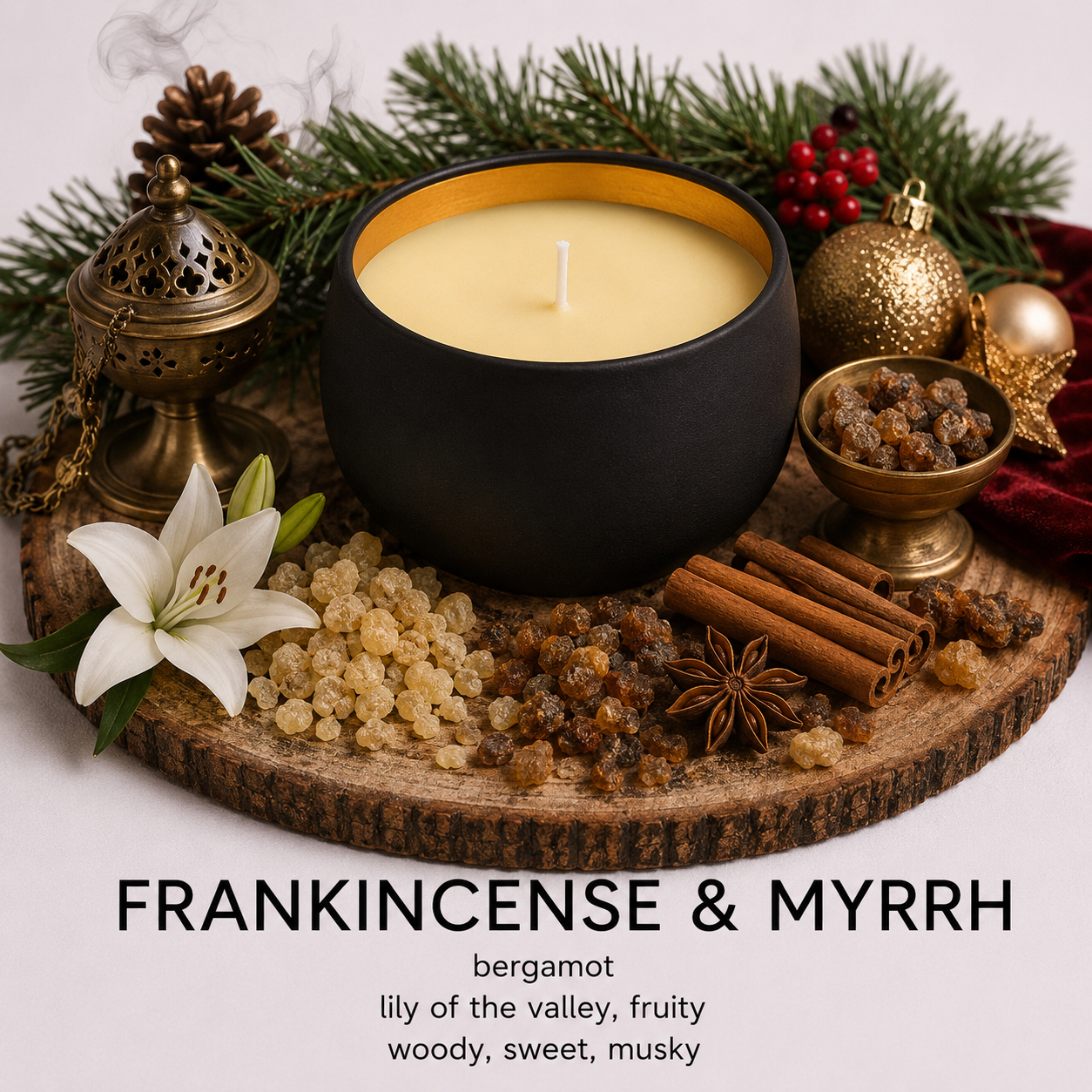 Frankincense & Myrrh - 6oz Luxury Soy Wax Candle