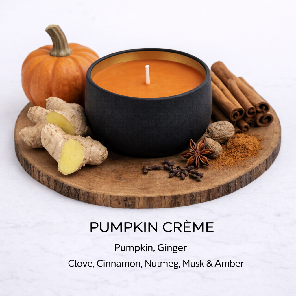 Pumpkin Creme soy candle with pumpkin spice cinnamon nutmeg and warm amber fragrance by Fair Dinkum Scents