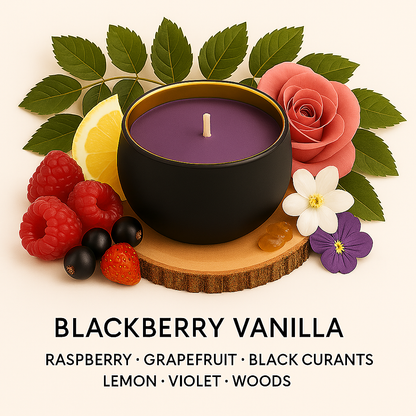 Blackberry & Vanilla - 6oz Luxury Soy Wax Candle