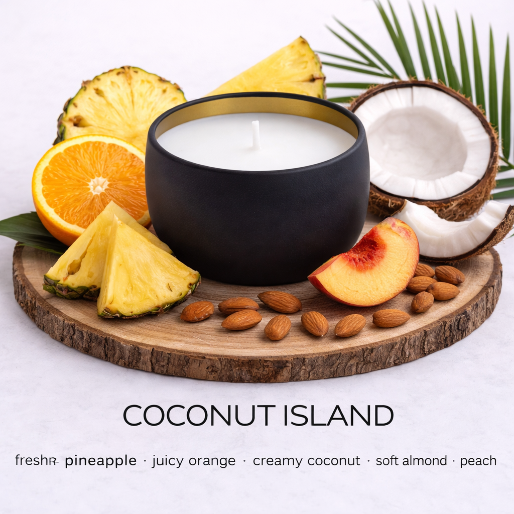 Coconut Island tropical coconut soy candle by Fair Dinkum Scents