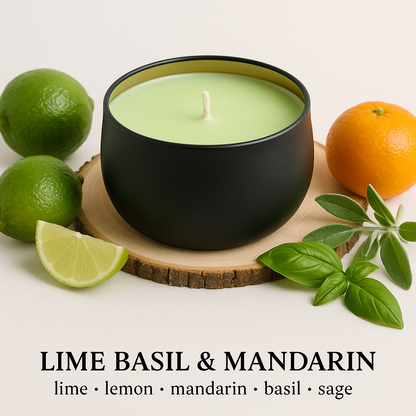 Lime, Basil & Mandarin - 6oz Luxury Soy Wax Candle