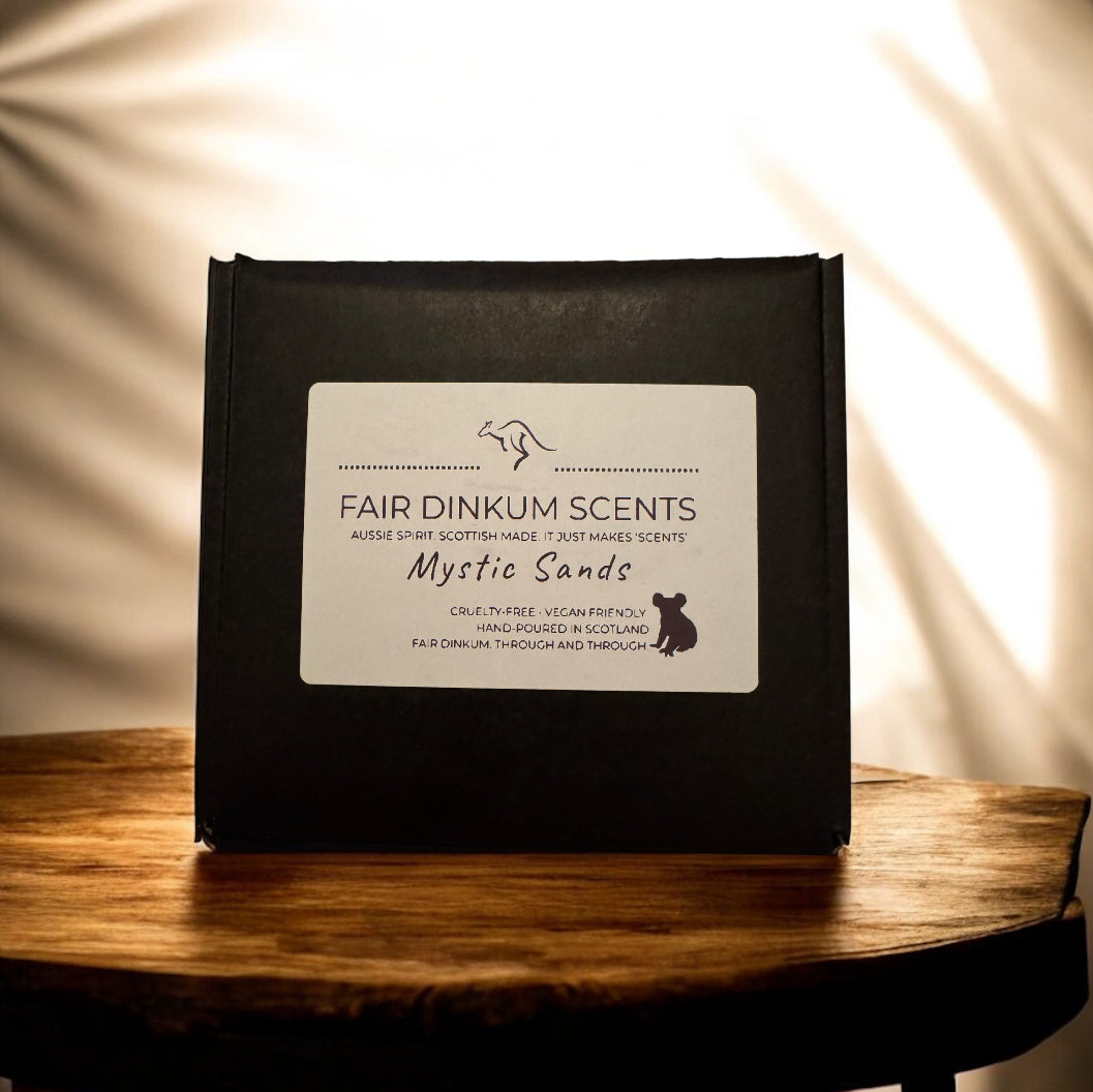 Mystic Sand in its box by Fair Dinkum Scents